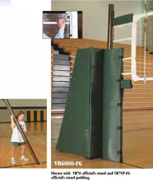 VB-6100 Aluminum With Pads Multi-Sport Volleyball System - Shown with optional VB72 official's stand and VB77P official's stand padding. VB-6100 Aluminum With Pads Multi-Sport Volleyball System - Shown with optional VB72 official's stand and VB77P official's stand padding.